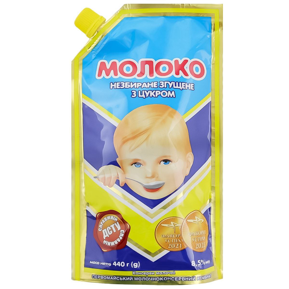 Молоко незбиране згущене з цукром ПММК 8,5% дой-пак 440г